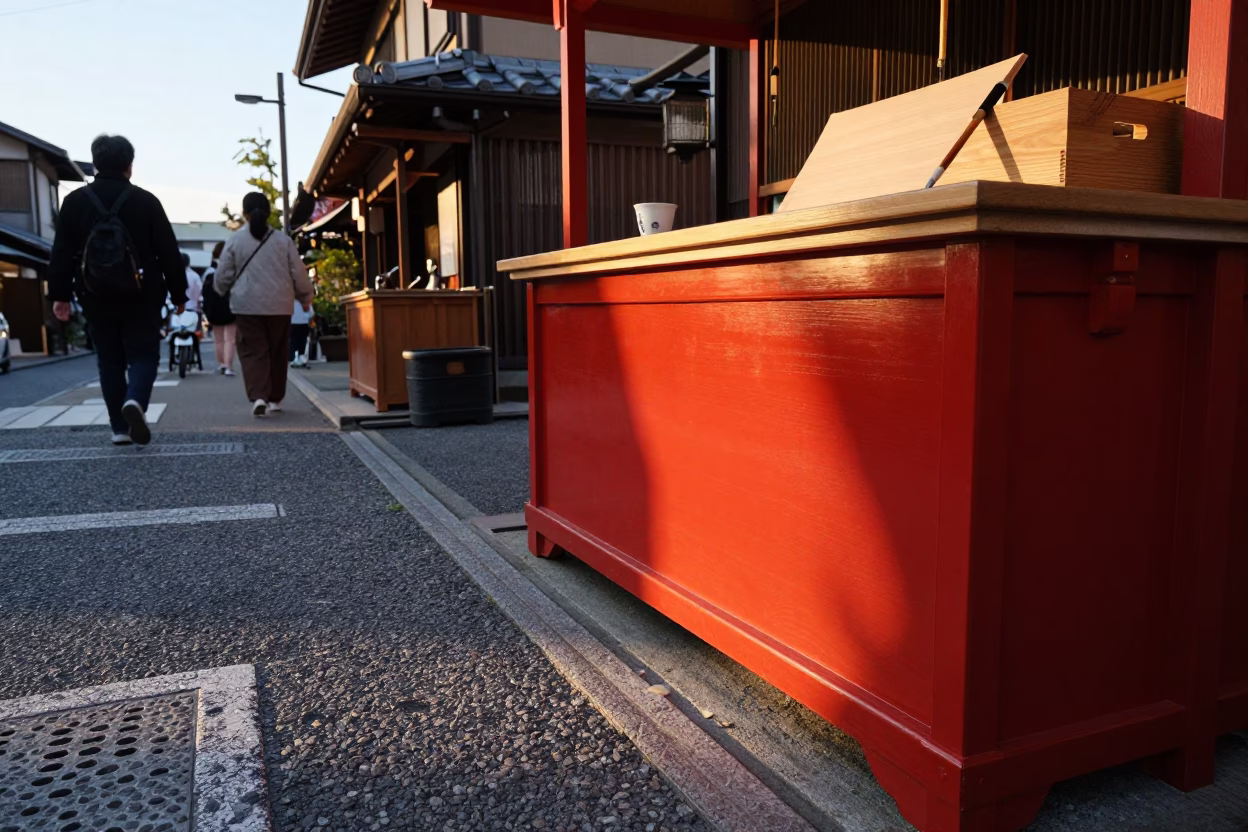Lacquered Wood at Golden Hour in Kyoto in in Kyoto, Japan