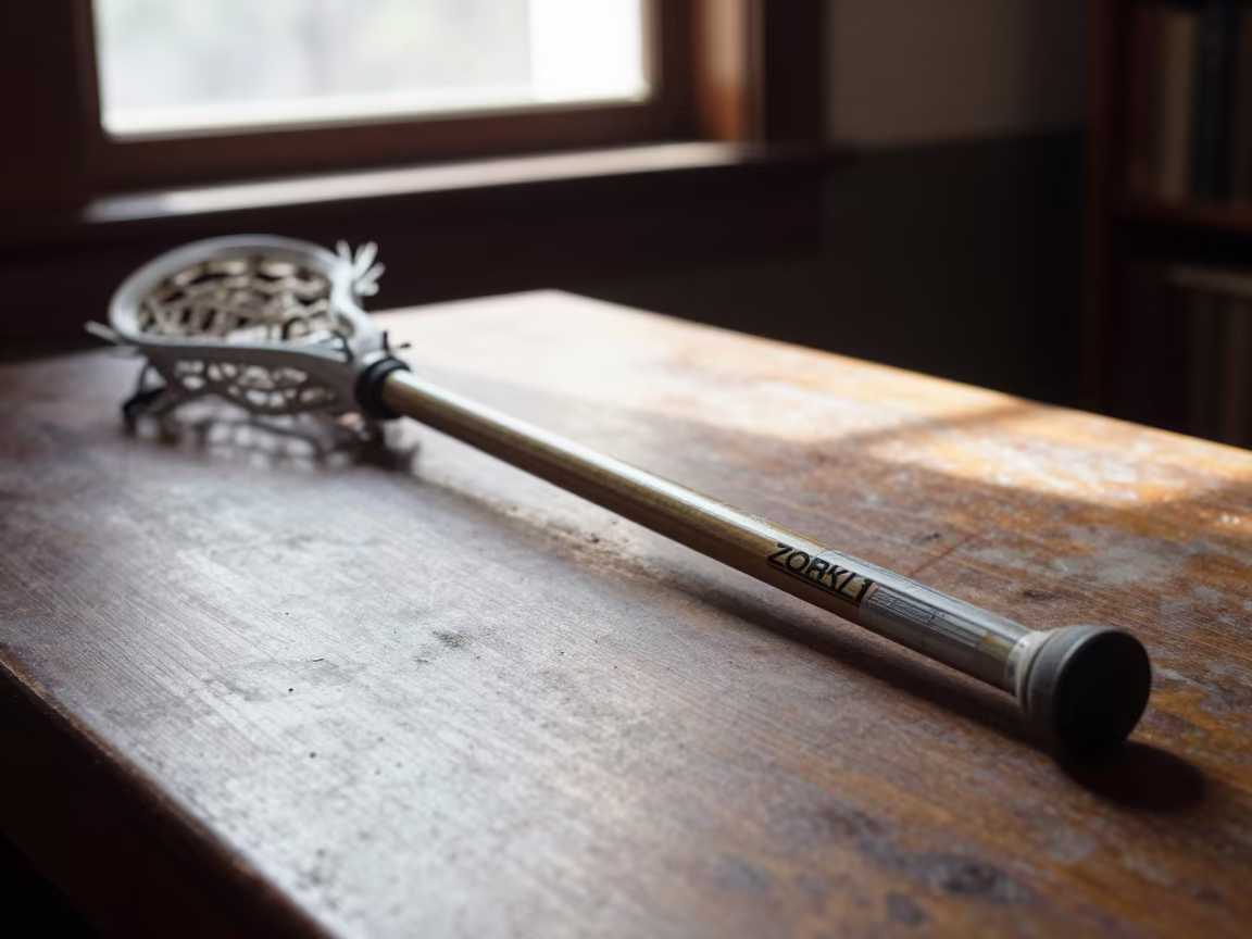 Lacrosse Goalie Save on Dusty Library Table in on a dusty library table in Barquisimeto