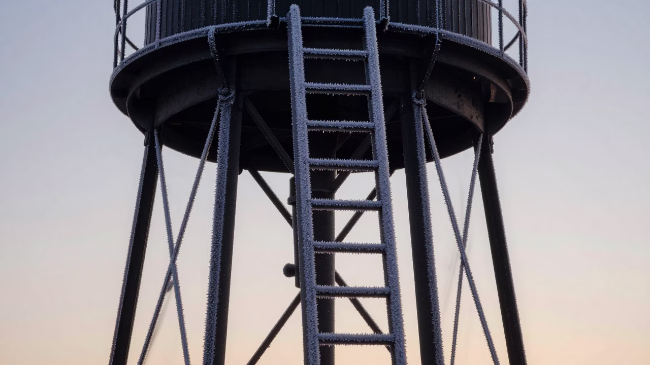Ladder Frosted at The Still Hours Before Dawn Light in New York in in New York, New York, United States