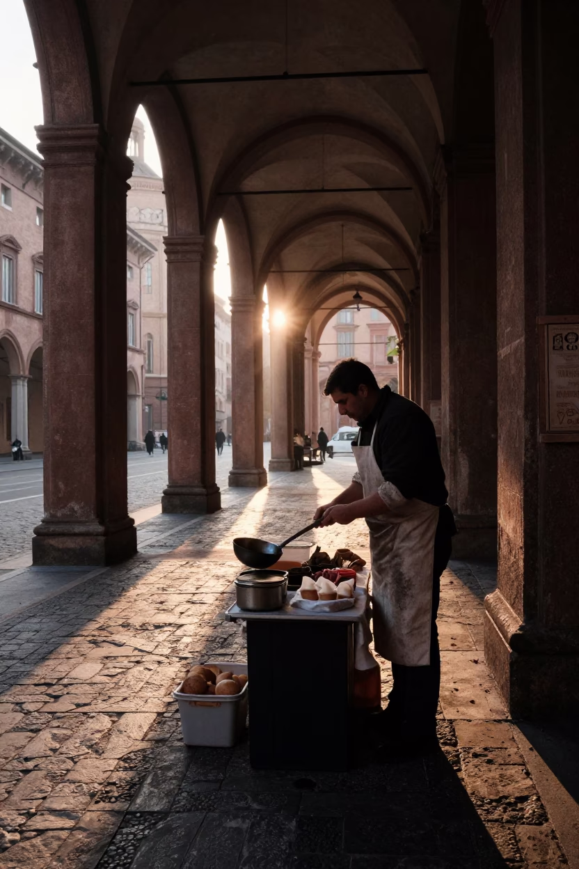 Ladle in Bologna at First Light Of Dawn in in Bologna, Italy