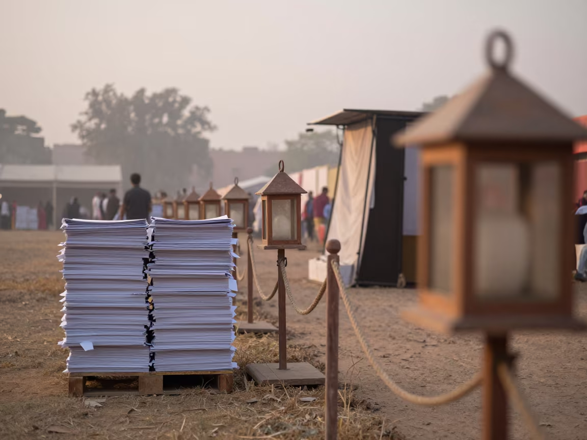 Lahore Festival Dawn Logistics with Lantern Frames in at a festival street procession in Lahore