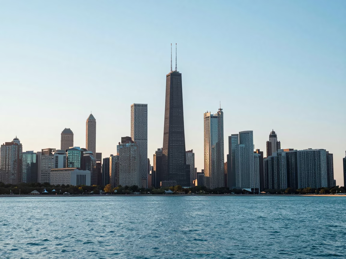 Lake Michigan in Chicago at Bright Midmorning Light in in Chicago, Illinois, United States
