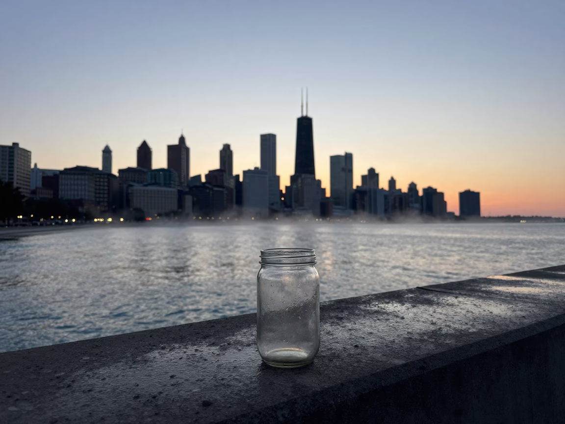 Lake Michigan Skyline And City Street Life in Chicago in in Chicago, Illinois, United States
