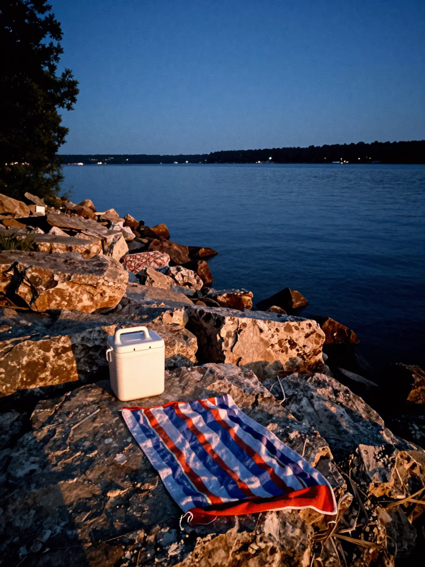Lake Travis Shoreline in Austin at Twilight in in Austin, Texas, United States