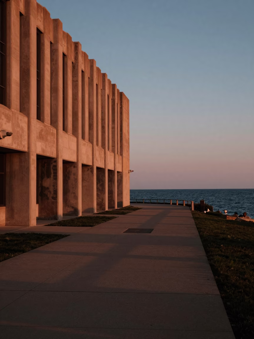 Lakefront in Chicago at Copper-toned Light Before Dusk in in Chicago, Illinois, United States