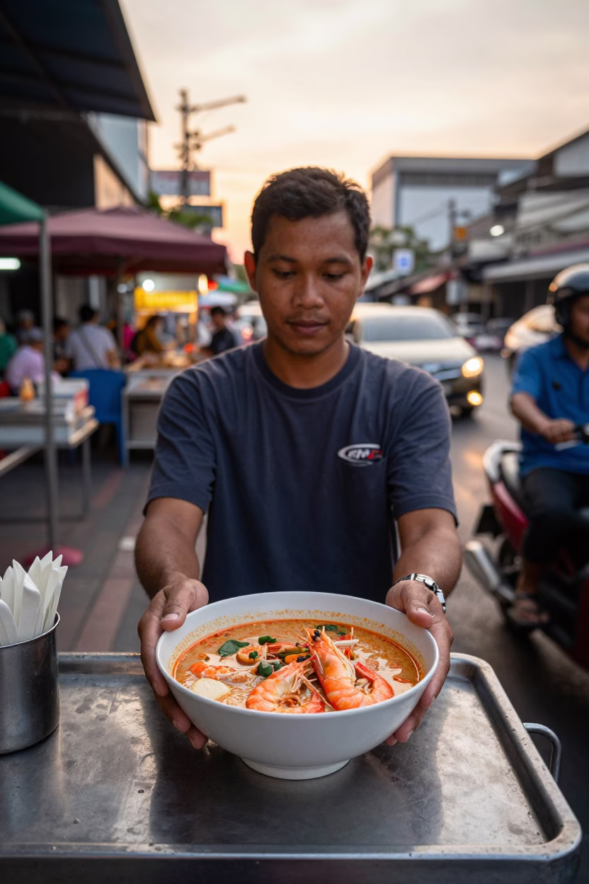 Laksa in Bangkok at Sunset Light in in Bangkok, Thailand