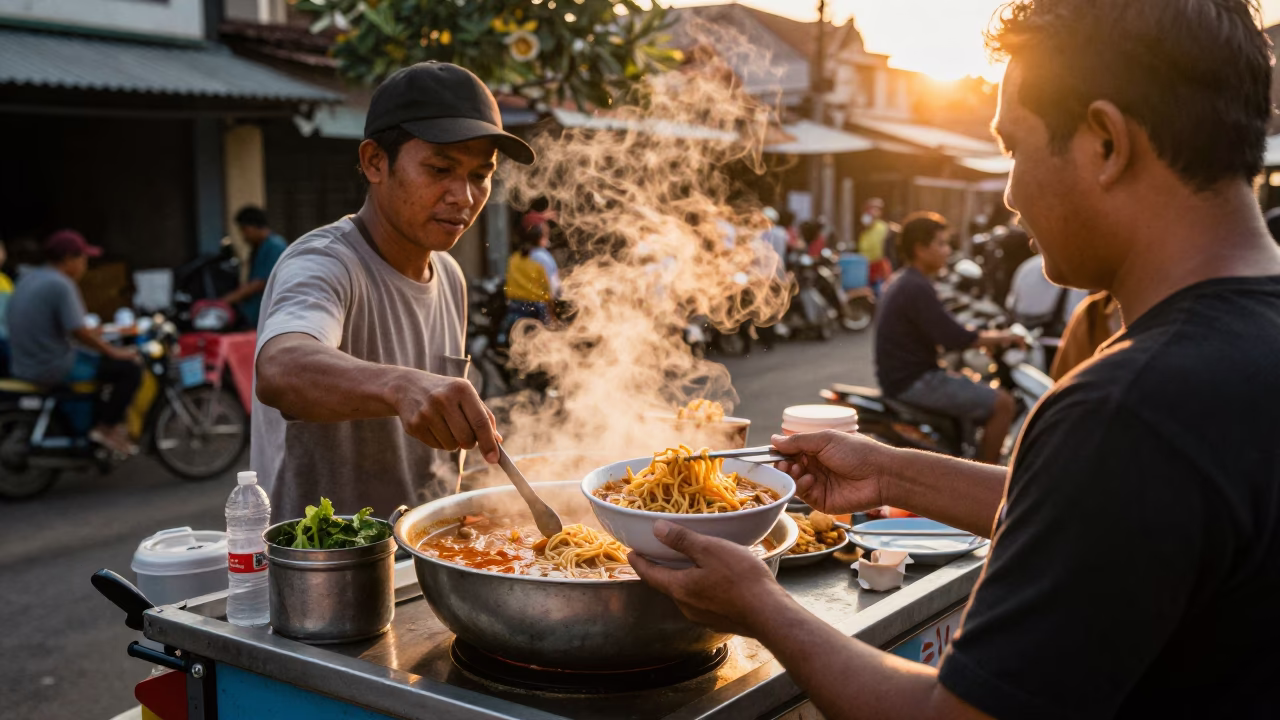 Laksa Lemak in Yogyakarta at Golden Hour in in Yogyakarta, Indonesia