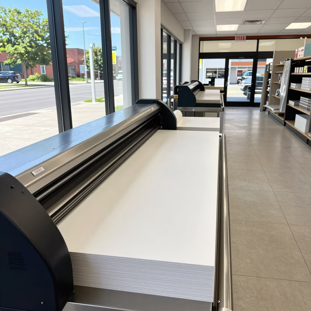 Laminator Bench After Restock in Mississauga Store in inside a storefront prepared for opening in Mississauga