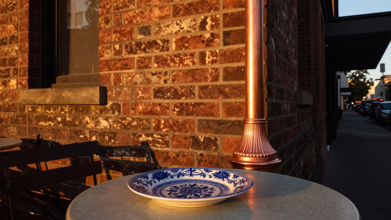 Lamp Base in Adelaide at Copper-toned Light Before Dusk in in Adelaide, South Australia, Australia