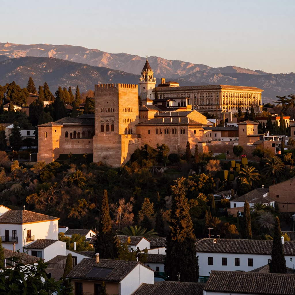 Landscape in Granada at Golden Hour in in Granada, Spain