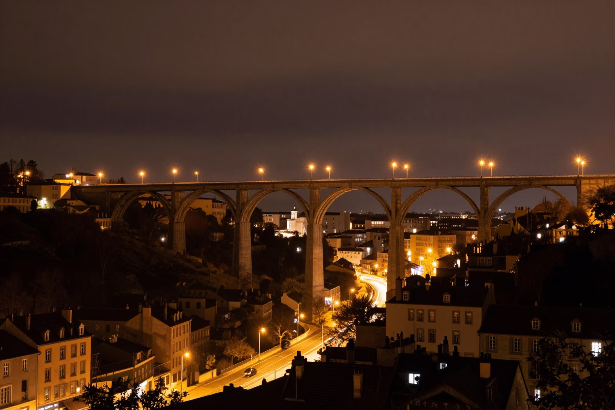 Landscape in Lyon at Late At Night Light in in Lyon, France