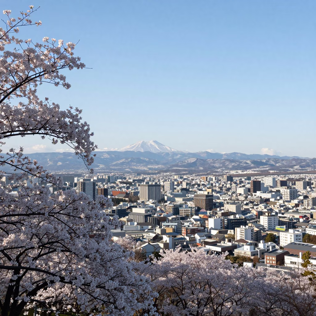 Landscape in Sapporo at Clear Late-afternoon Light in in Sapporo, Japan