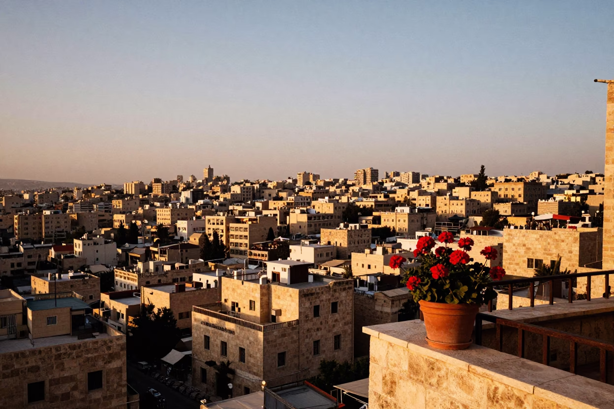 Landscape View at Sunset Light in Amman in in Amman, Jordan