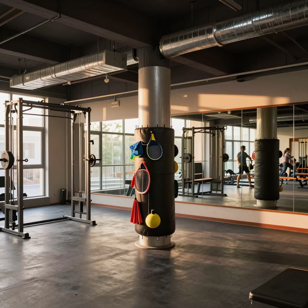 Lane Flag Storage Tube in Ningbo Fitness Room in inside a strength room near Ningbo