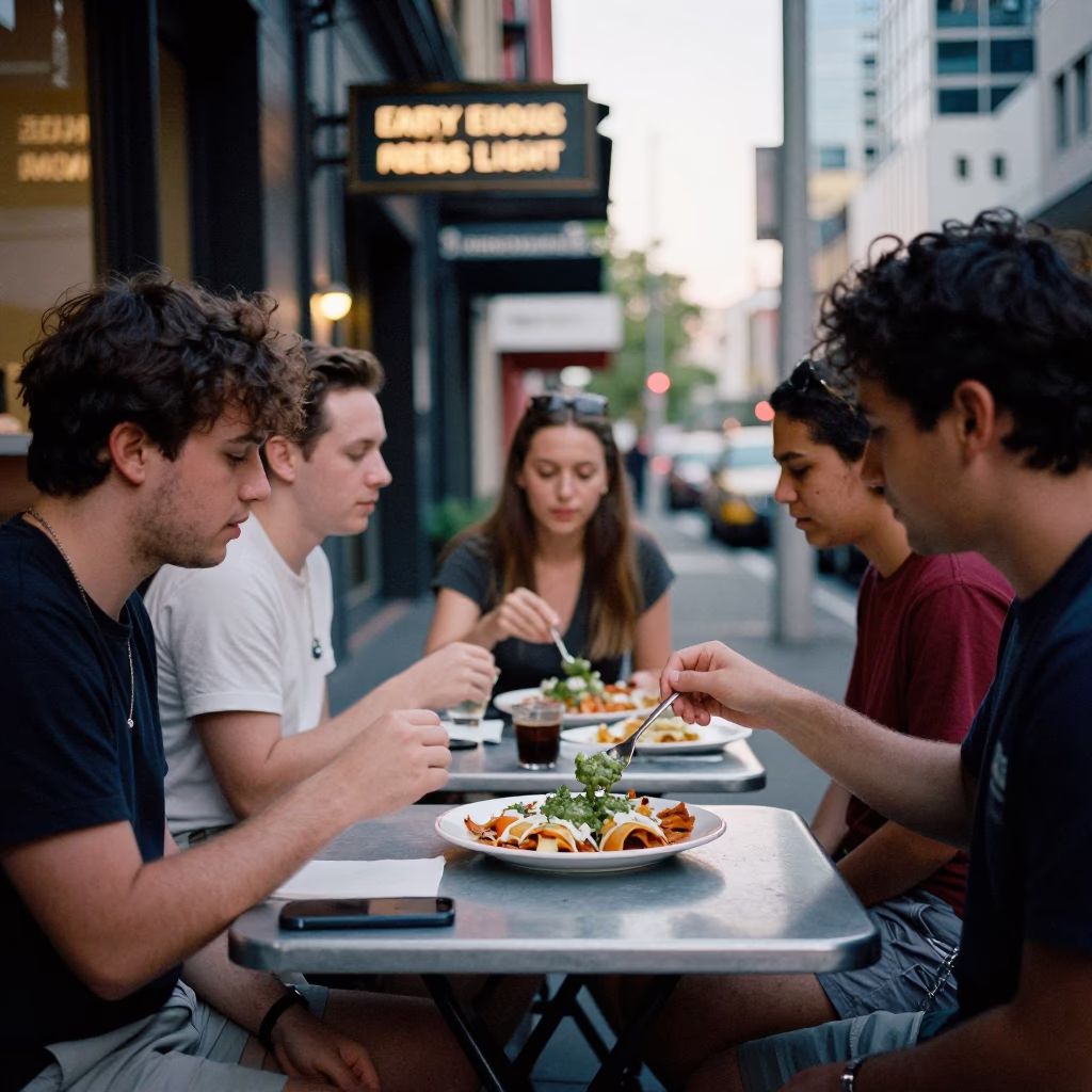 Laneway Dining in Melbourne at The Early Evening Light in in Melbourne, Victoria, Australia