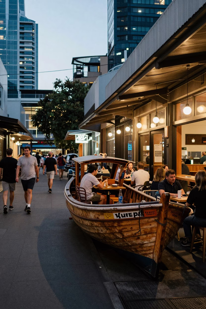 Laneway Dining in Melbourne at The Last Blue Light Of Evening in in Melbourne, Victoria, Australia