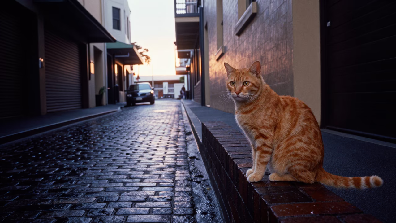 Laneway in Melbourne at Nautical Dawn Light in in Melbourne, Victoria, Australia