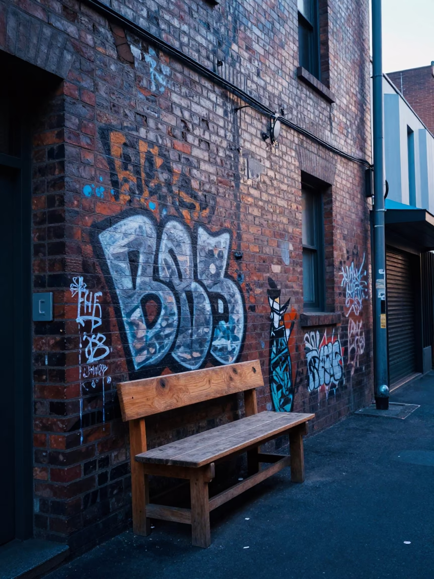 Laneway Scene in Melbourne at Sunrise Light in in Melbourne, Victoria, Australia