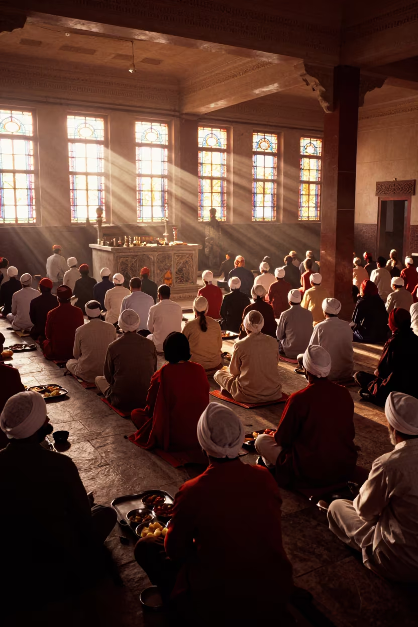 Langar Hall Stained Light Tianjin Altar in at the foot of a stone altar in Tianjin