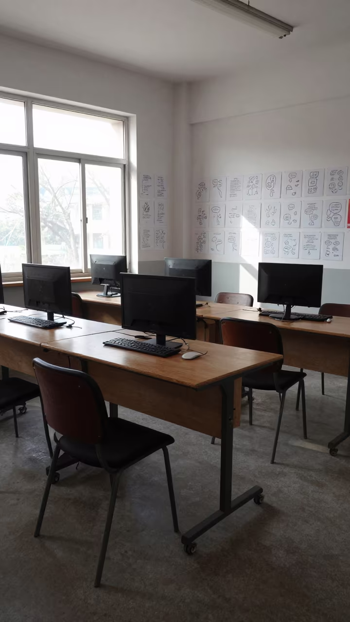 Language Classroom Flash Cards and Diagrams in in a computer lab before lessons near Bhiwani