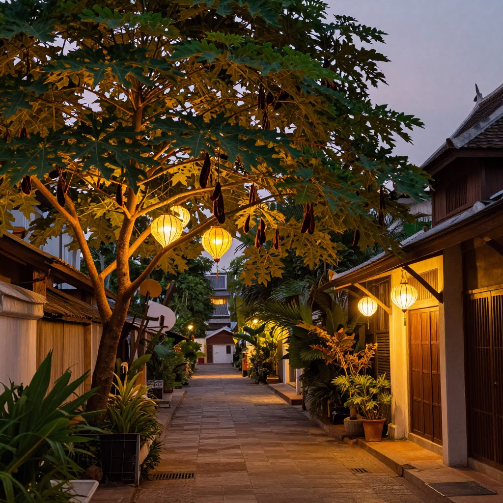 Lantern Alley in Chiang Mai at Honeyed Evening Light in in Chiang Mai, Thailand