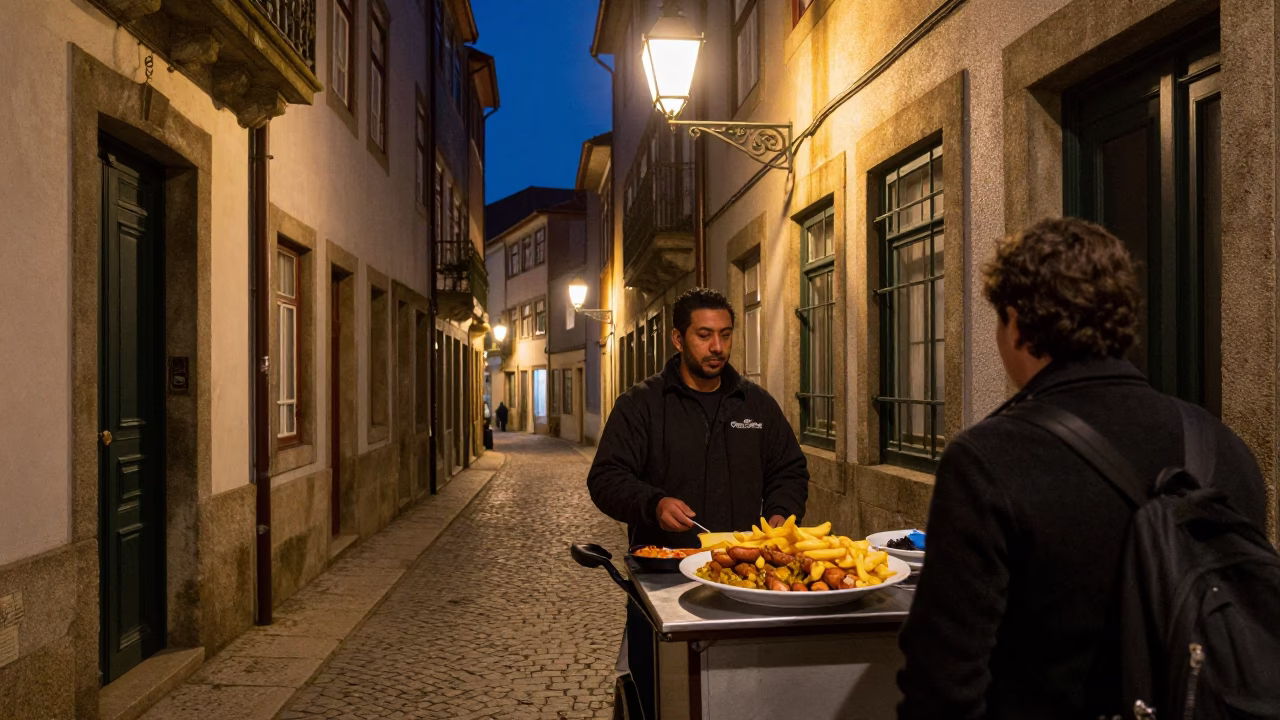 Lantern Alley in Porto at The Deepest Night Sky Light in in Porto, Portugal