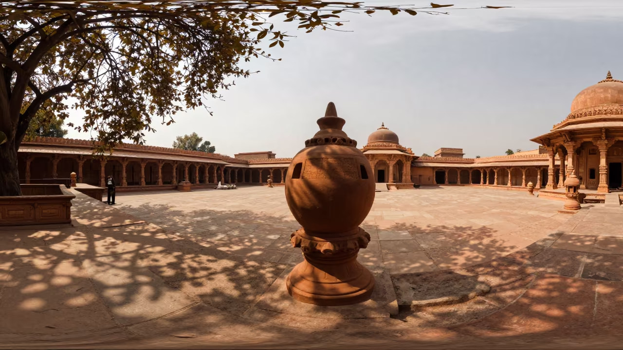 Lantern Glow in Ajmer Temple Cellar in in a temple courtyard in Ajmer