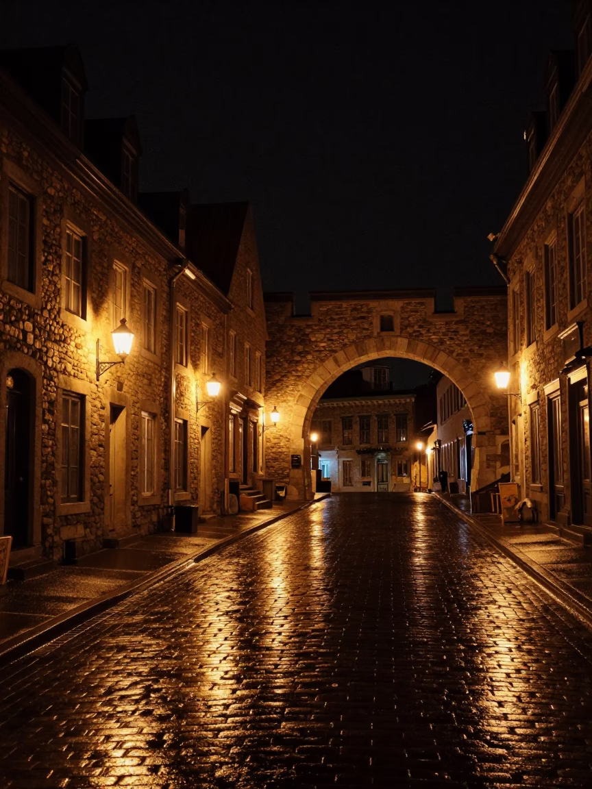 Lantern Glow in Quebec City at The Deepest Night Sky Light in in Quebec City, Quebec, Canada