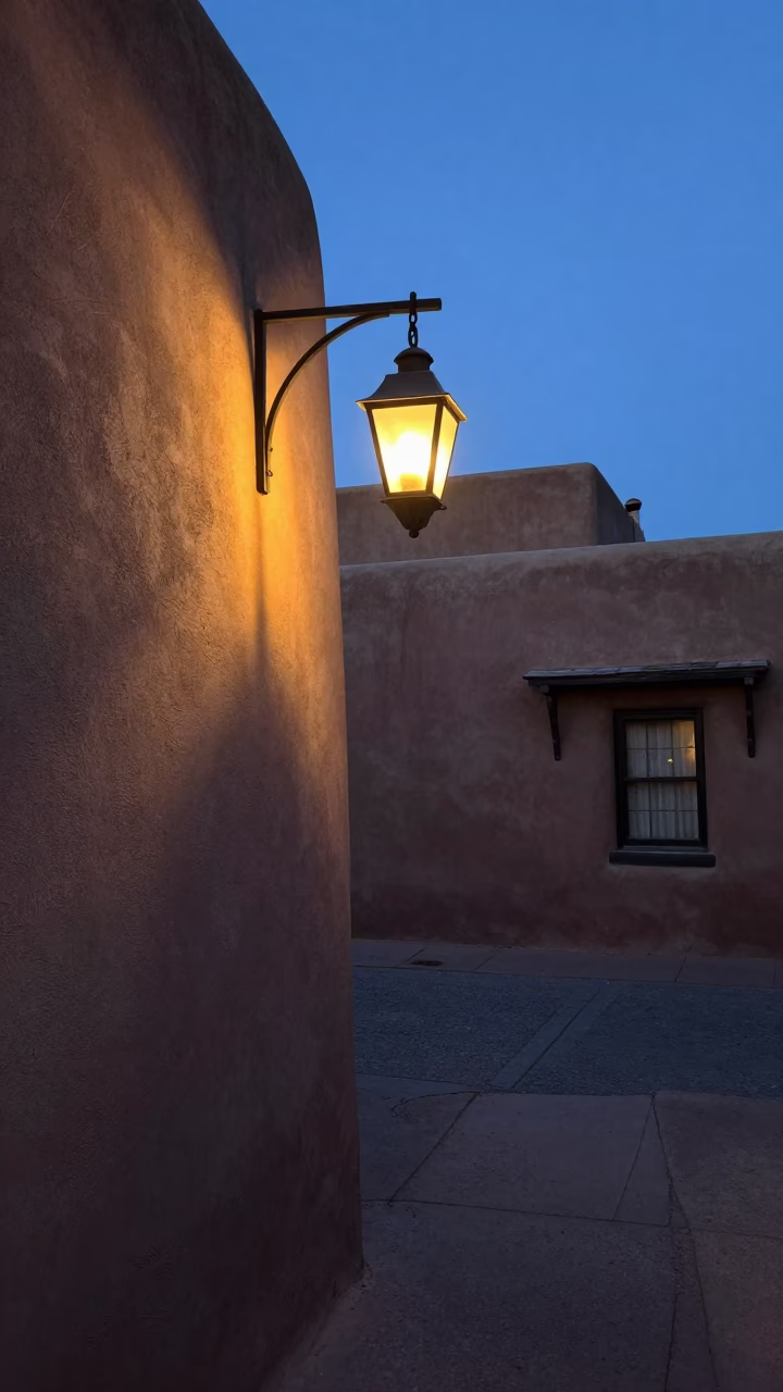 Lantern Light in Santa Fe at Sunrise Light in in Santa Fe, New Mexico, United States