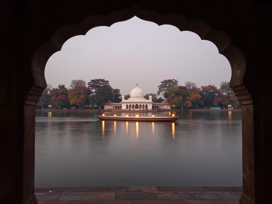 Lantern Light Trail Rowboat Prayer Hall in in a prayer hall near Gurgaon