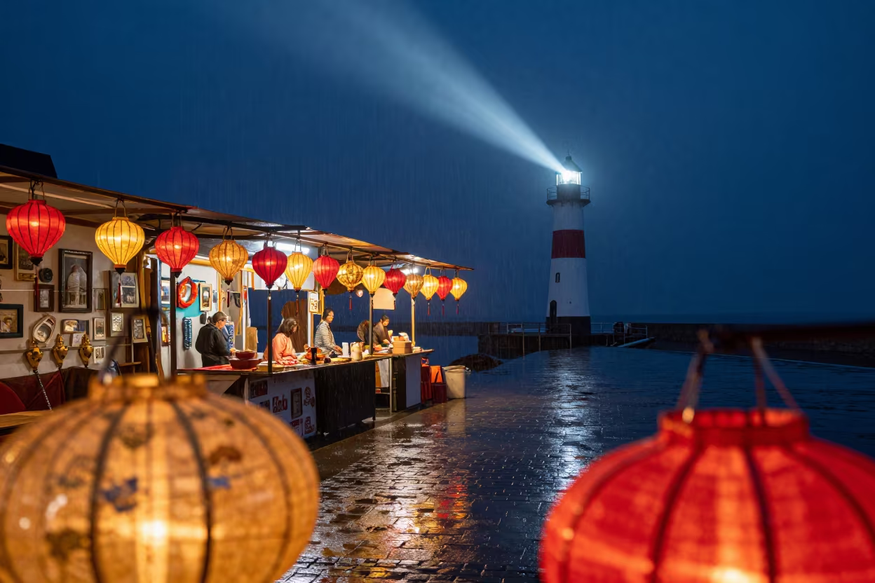 Lantern Stall Night Market Constanta Monsoon in at a night market near Constanta