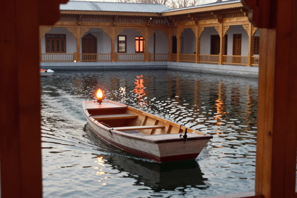 Lantern Light Trails Rowboat Lake Urumqi Prayer Hall in in a prayer hall in Urumqi