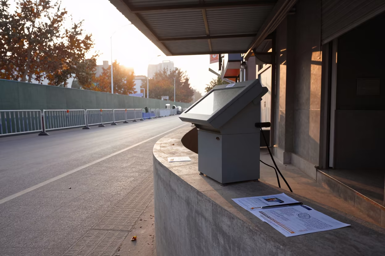 Lanzhou Scanner Dock at First Light in along barricaded protest routes in Lanzhou