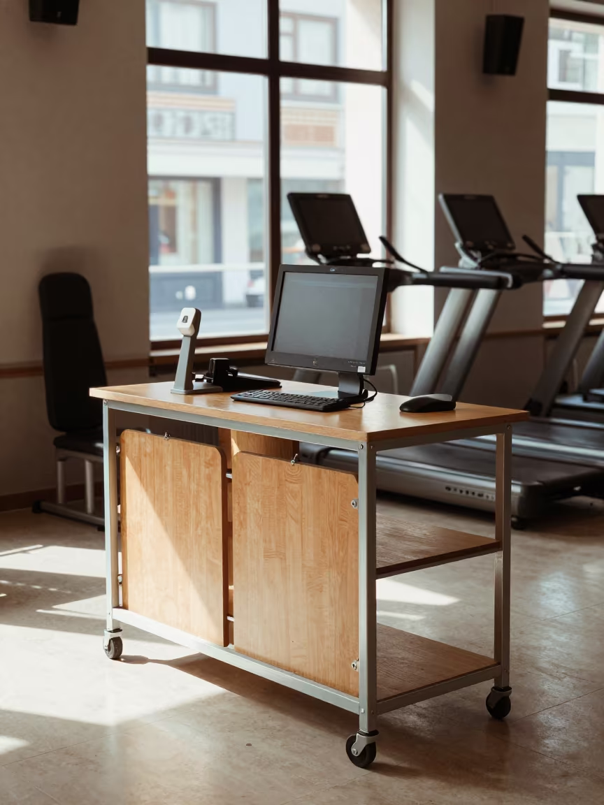 Lap Board Cart at Gym Desk Istanbul in at a gym check-in desk near Grand Bazaar, Istanbul