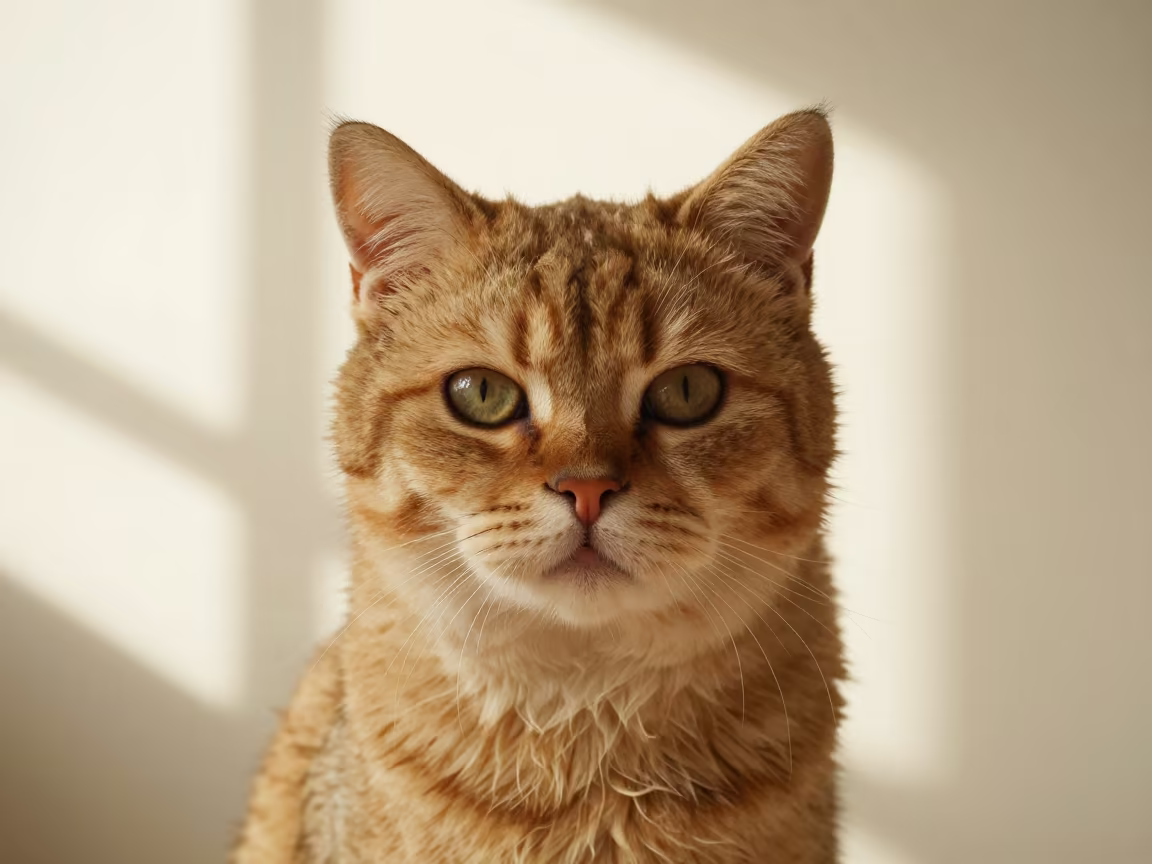 LaPerm Shorthair Cat Portrait in Havana Studio in in a quiet portrait studio with a plain backdrop and eye-level framing in Centro Habana, Havana