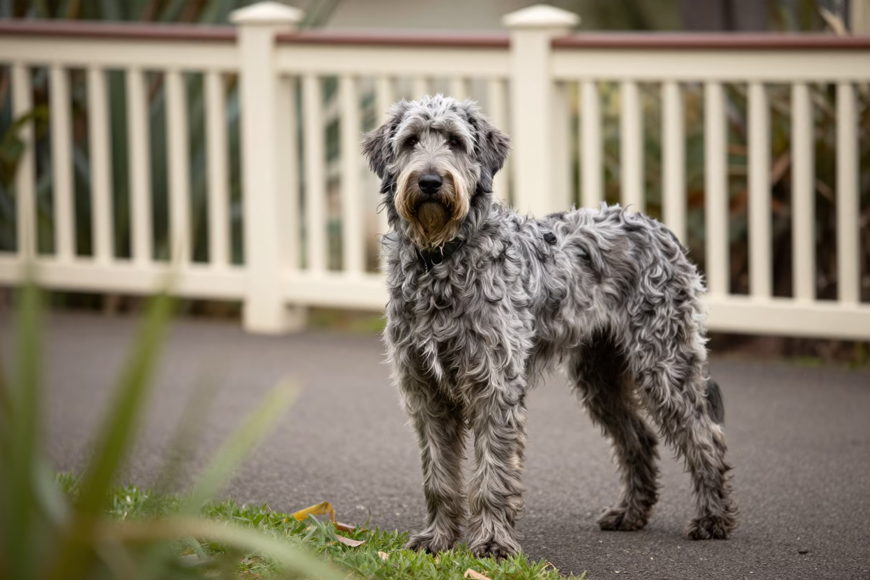 Large Munsterlander Portrait Near Collingwood Garden in near a garden edge with soft morning light and an uncluttered background in Collingwood, Melbourne