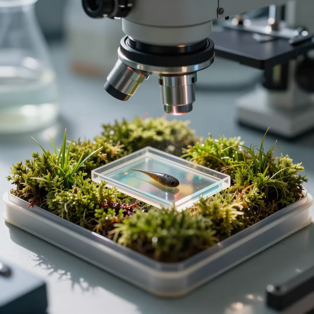 Larvae Slide Box on Moss Covered Workbench in at an engineering workbench in Chaman