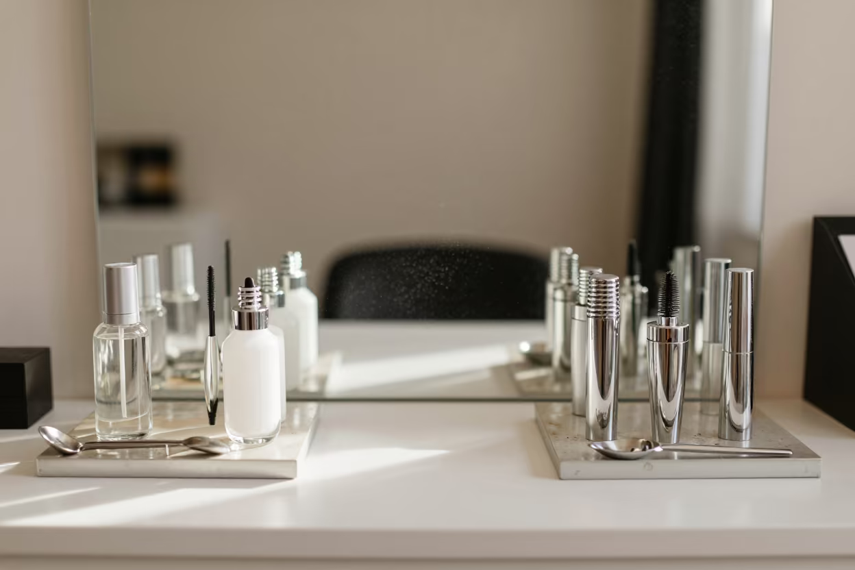 Lash Adhesive Station in Leeds Salon in at a salon reception counter near Leeds