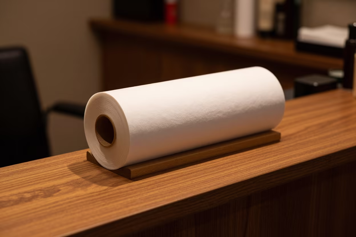 Lash Bed Stand at Tehran Salon Night in at a salon reception counter in Darband, Tehran