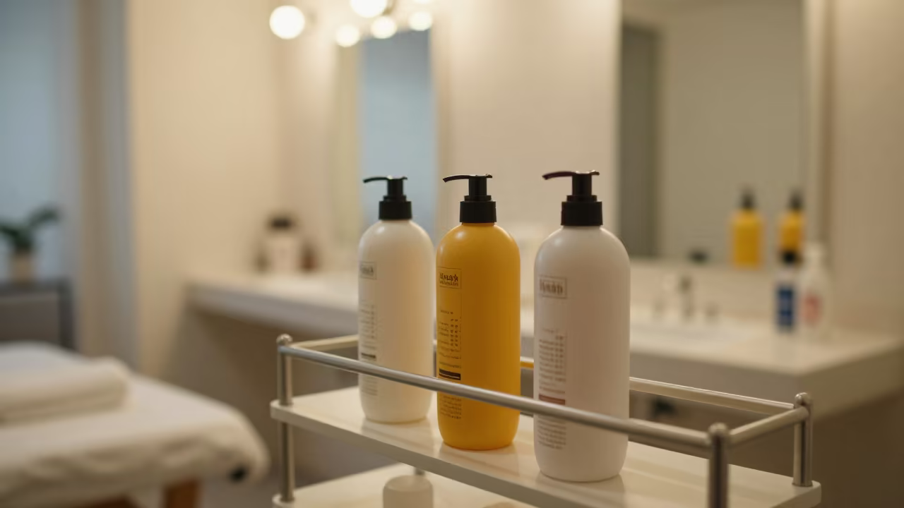 Lash Shampoo Rail in Torreón Treatment Room in inside a skincare treatment room in Torreón