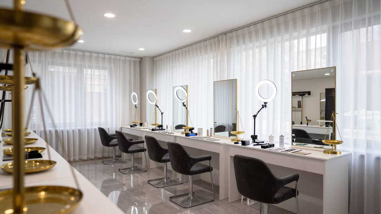 Lash Studio Station in Isparta Jewelry Stall in inside a jeweler's stall with brass scales and trays in Isparta