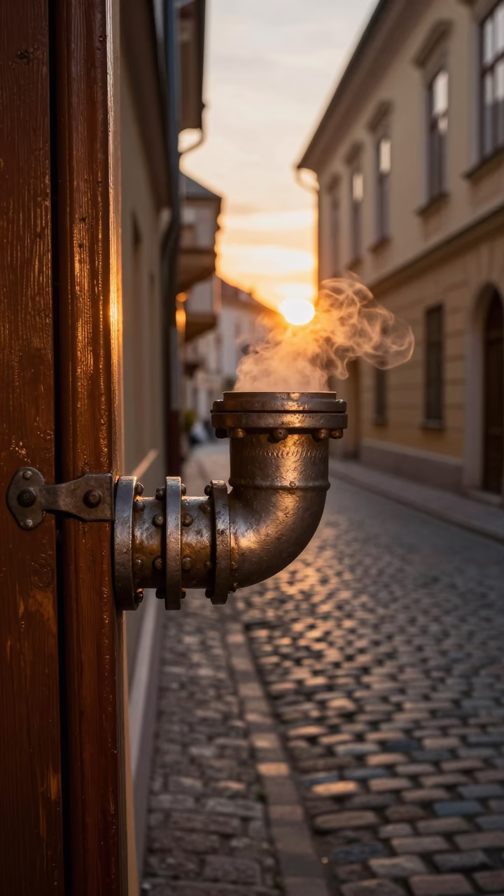 Latch Details in Budapest at Sunset Light in in Budapest, Hungary