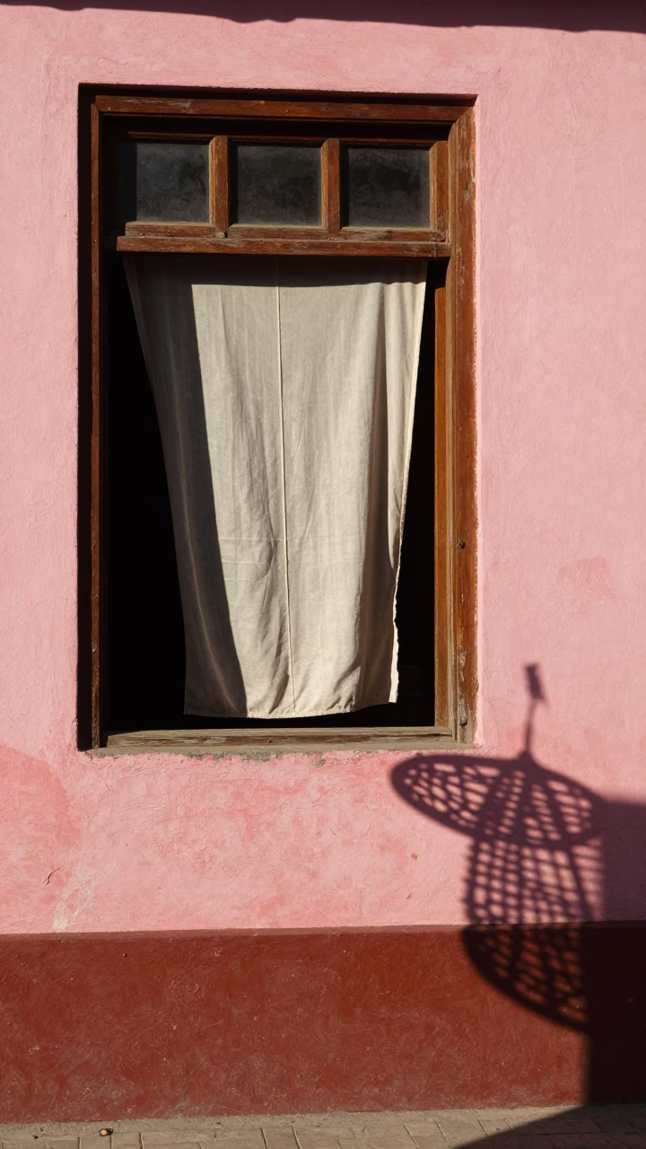 Late Afternoon Havana Street Scene with Wicker Shadow and Twine Details in in Havana, Cuba