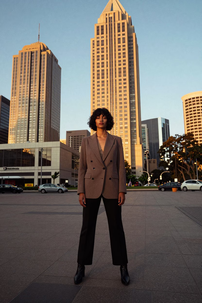 Late Afternoon High Fashion Portrait in Johannesburg City Bowl Urban Landscape in in Johannesburg, South Africa