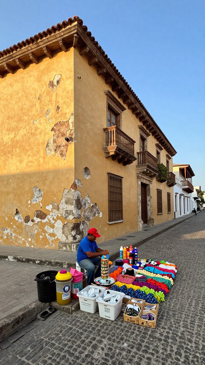 Late Afternoon in Cartagena at Clear Late-afternoon Light in in Cartagena, Colombia