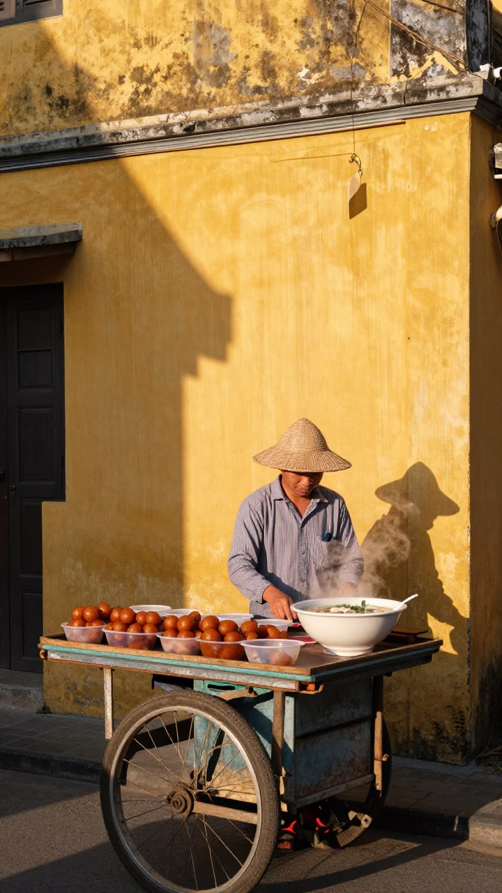 Late Afternoon in Hoi An at Clear Late-afternoon Light in in Hoi An, Vietnam