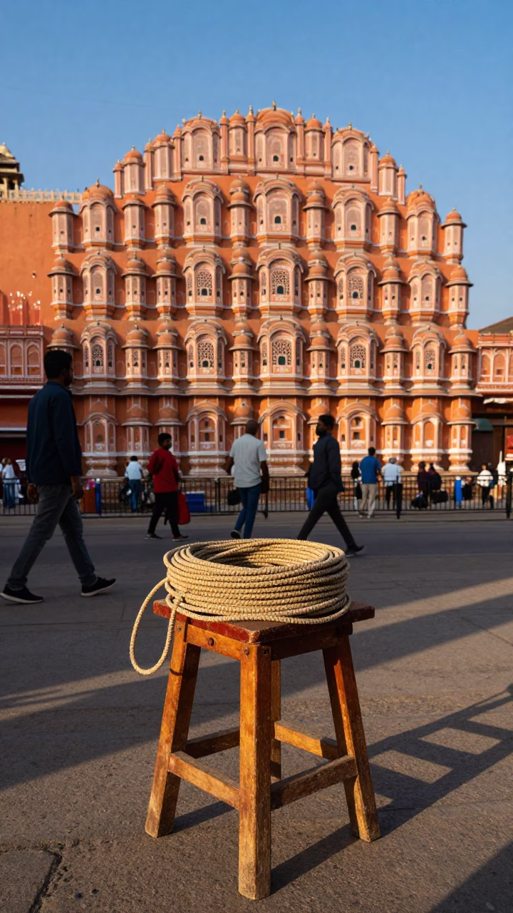 Late Afternoon in Jaipur at Clear Late-afternoon Light in in Jaipur, India