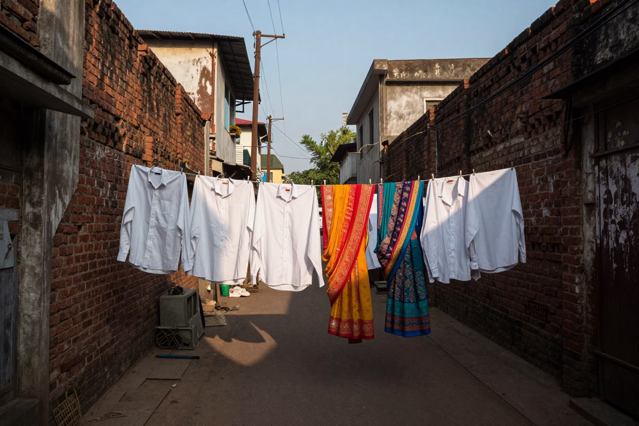 Late Afternoon in Kolkata at Clear Late-afternoon Light in in Kolkata, India
