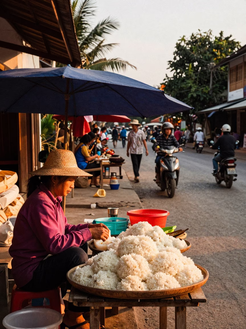 Late Afternoon in Luang Prabang at Clear Late-afternoon Light in in Luang Prabang, Laos