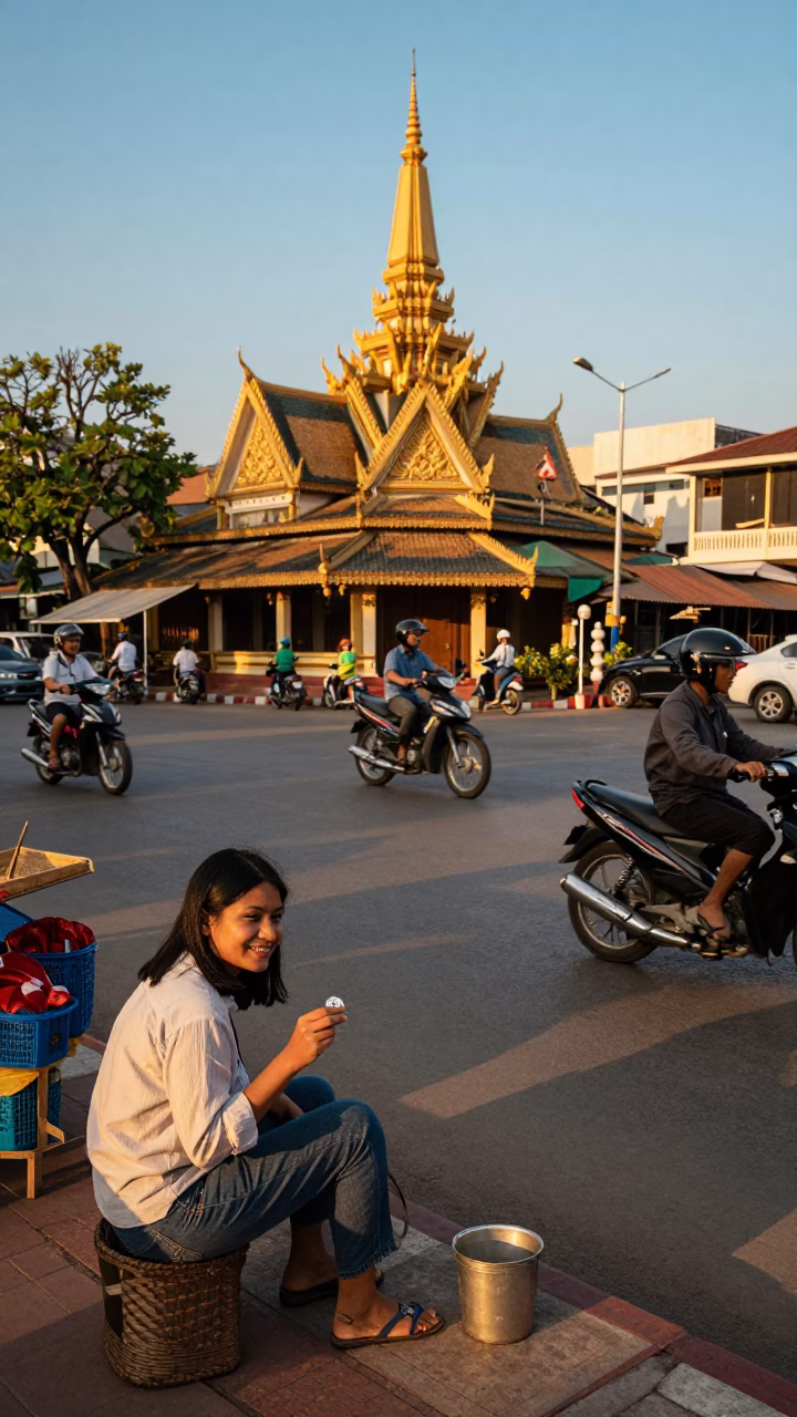 Late Afternoon in Phnom Penh at The Late Afternoon Light in in Phnom Penh, Cambodia